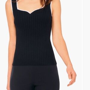 Halogen Black Fitted Sweater Tank with Sweetheart Neckline